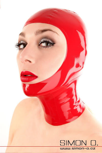 Latexová maska s otevřeným obličejem v červené barvě