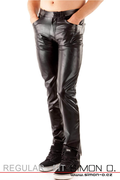Pánské latexové džíny s kapsami vpředu i vzadu