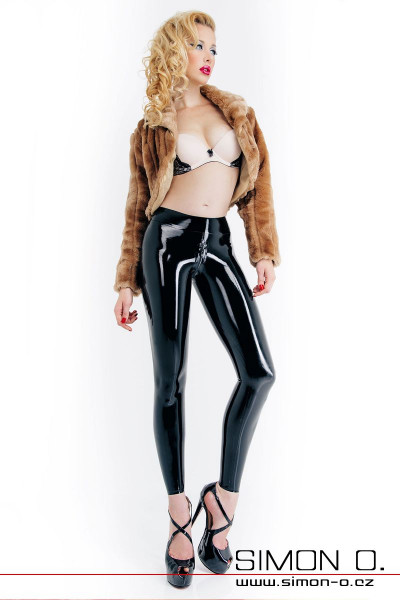 Latexové legíny se zipem černé