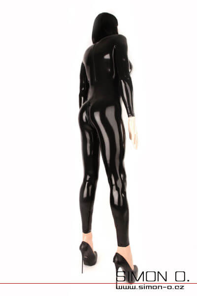 Feminizační Rubberdoll Latexový catsuit pro Muže černý