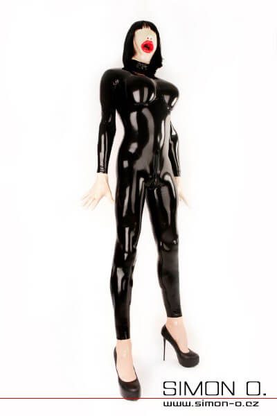 Feminizační Rubberdoll Latexový catsuit pro Muže černý