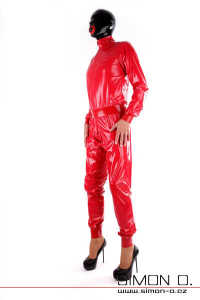 Volný latexový catsuit pro muže červený