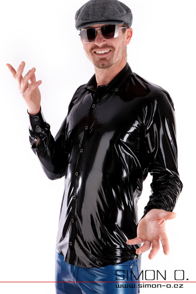 Černá latexová košile pro Muže