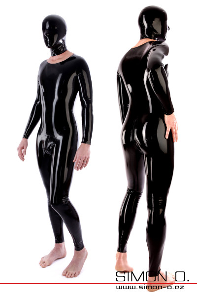Neckentry latexový catsuit pro muže černý