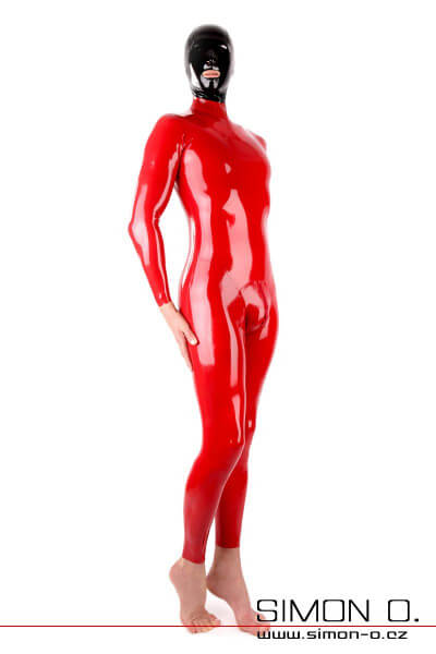 Latexový catsuit červený s expresním dodáním