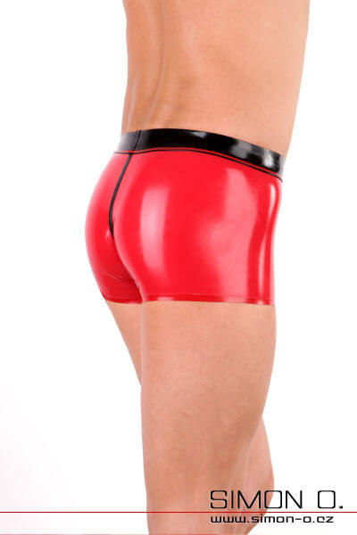 Latexové spodní prádlo pro muže červené s černými švy