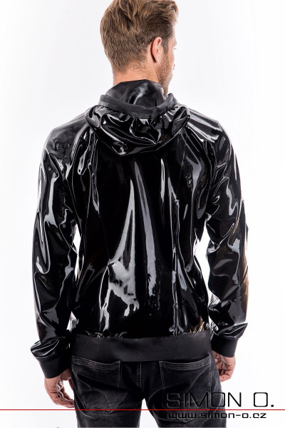 Latexová mikina s kapucí a kapsami