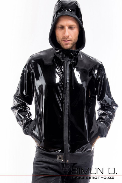 Latexová mikina s kapucí a kapsami