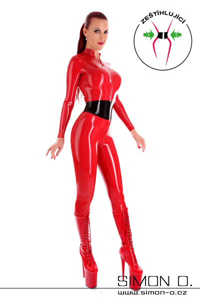 Dvoubarevný latexový catsuit zeštíhlující - SIMON O.
