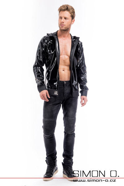 Latexová mikina s kapucí a kapsami