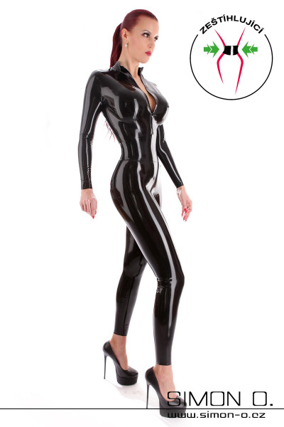 Zeštíhlující latexový catsuit pro ženy